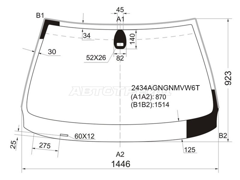 Стекло лобовое (Датчик дождя / Молдинг) BMW 5-Series 00-04 (FUYAO: 2434AGNGNMVW6T)