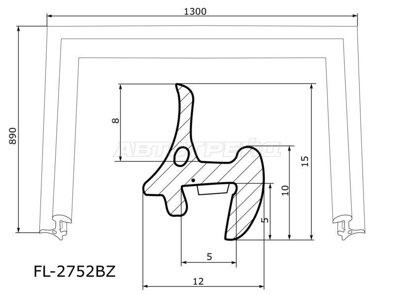 Молдинг лобового стекла (П-образный) Mazda CX-9 07-15 (FLEXLINE: FL-2752BZ)