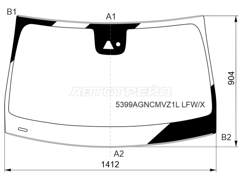 Стекло лобовое (Камера / Датчик дождя / Молдинг) Mercedes-Benz A-Class 18-23  / CLA-Class 19-23 (XYG: 5399AGNCMVZ1L LFW/X)
