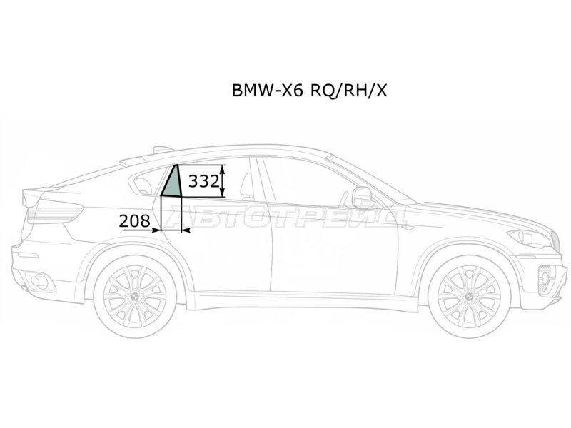 Стекло форточки (Цвет зеленый) BMW X6 08-14 (XYG: BMW-X6 RQ/RH/X)