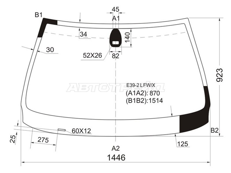 Стекло лобовое (Датчик дождя) BMW 5-Series 00-04 (XYG: E39-2 LFW/X)