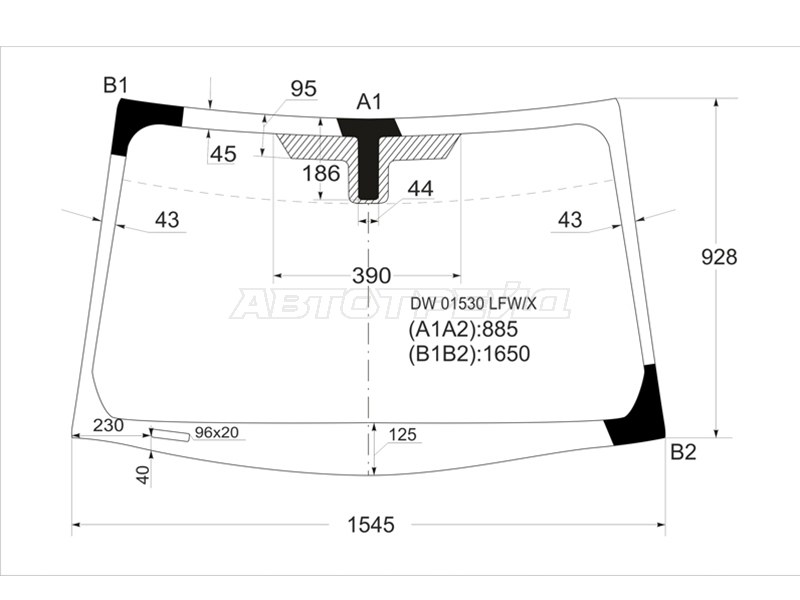 Стекло лобовое Cadillac SRX 04-09 (XYG: DW01530 LFW/X)