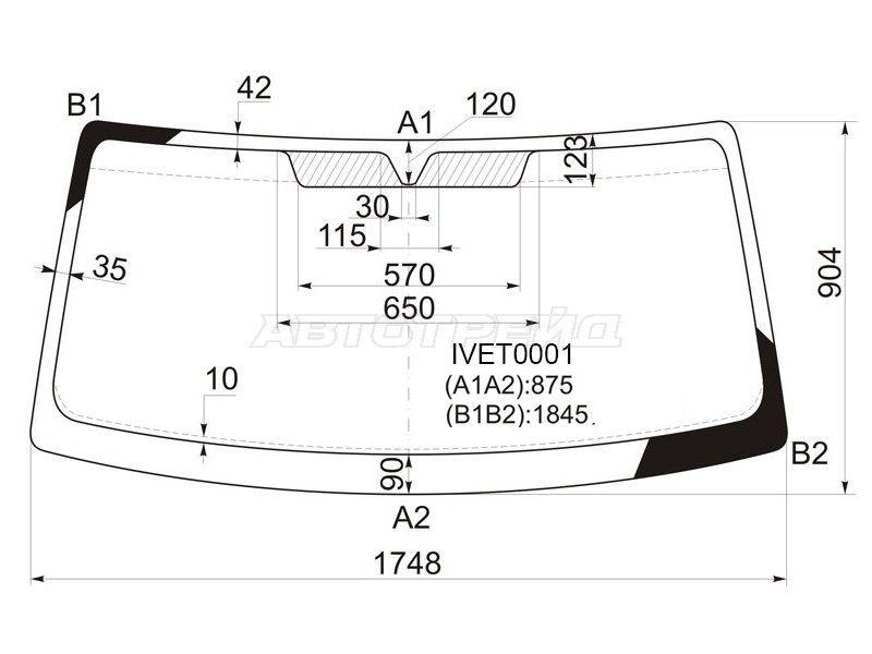 Стекло лобовое Iveco Daily 99-14  / Nissan Interstar 01-10  / Opel Movano 98-10  / Renault Master 97-10 (KMK: IVET0001)