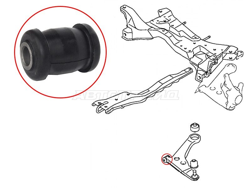 Сайлентблок переднего нижнего рычага передний MITSUBISHI LANCER 00-09 /DINGO 98-02 /DION 00-04 (SAT: ST-MR403440)