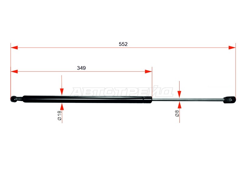Амортизатор крышки багажника Nissan Primera 95-02  / Terrano 95-02  / Pathfinder 95-04  / Primera Camino 95-97 (SAT: ST-90450-1W302)