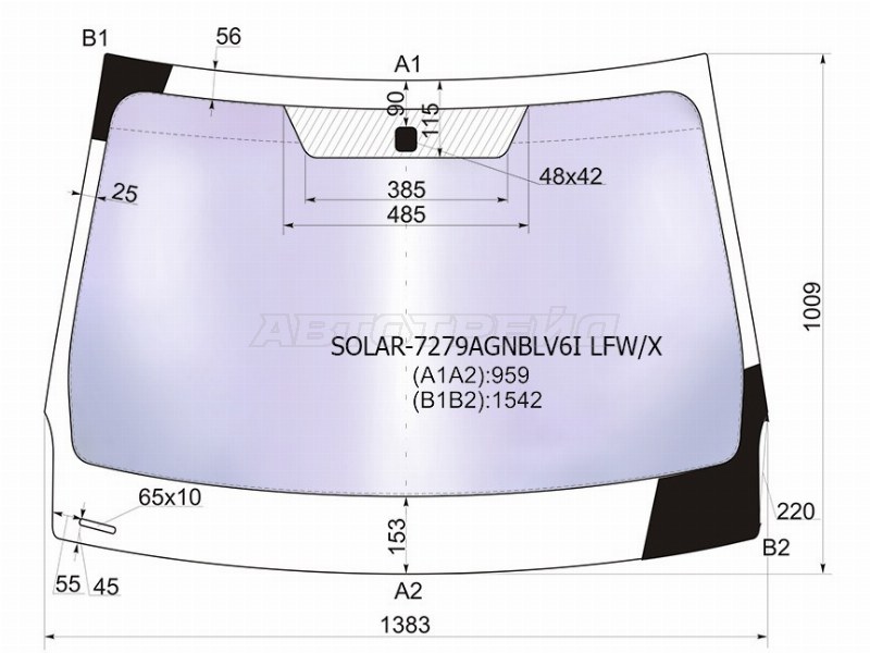 Стекло лобовое (Атермальное) Renault Fluence 09-17  / Megane 08-16 (XYG: SOLAR-7279AGNBLV6I LFW/X)