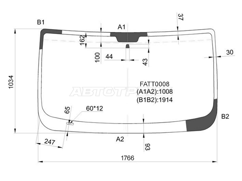 Стекло лобовое Peugeot Boxer 06-  / Citroen Jumper 06-  / Fiat Ducato 06- (KMK: FATT0008)