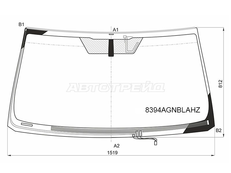 Стекло лобовое (Обогрев щеток / Антенна / Молдинг) Toyota Land Cruiser Prado (J150) 09-17 (FUYAO: 8394AGNBLAHZ)