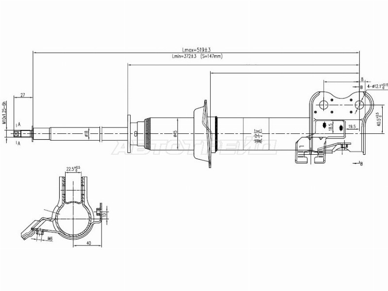 Стойка передняя NISSAN MARCH /MICRA /CUBE 92-02 LH (SAT: ST-54303-41B25)