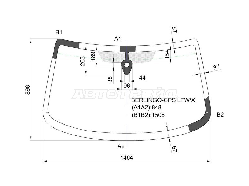 Стекло лобовое (Датчик дождя) Citroen Berlingo 96-16  / Peugeot Partner 96-12  / Partner Tepee 02-18 (XYG: BERLINGO-CPS LFW/X)