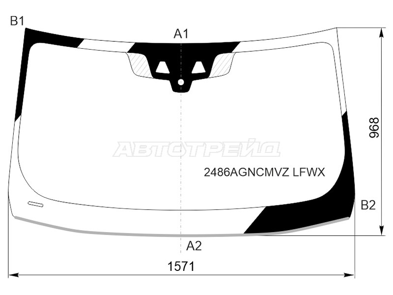 Стекло лобовое (Две камеры / Датчик дождя / Молдинг) BMW 6-Series Gran Turismo 17-20 (XYG: 2486AGNCMVZ LFW/X)