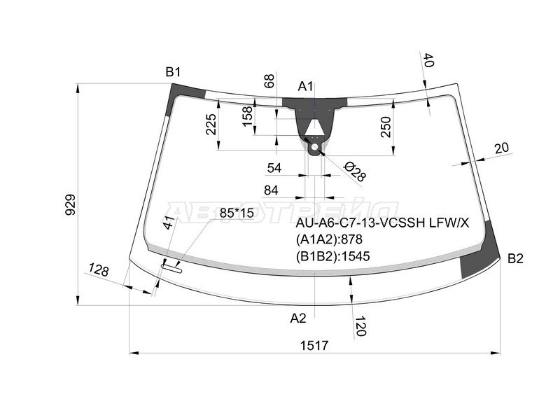 Стекло лобовое (Камера / Датчик дождя) Audi A6 14-18  / S6 14-18 (XYG: AU-A6-C7-13-VCSSH LFW/X)