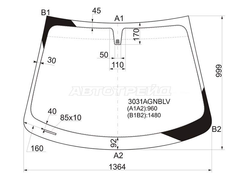Стекло лобовое Chevrolet Aveo 11-15 (FUYAO: 3031AGNBLV)