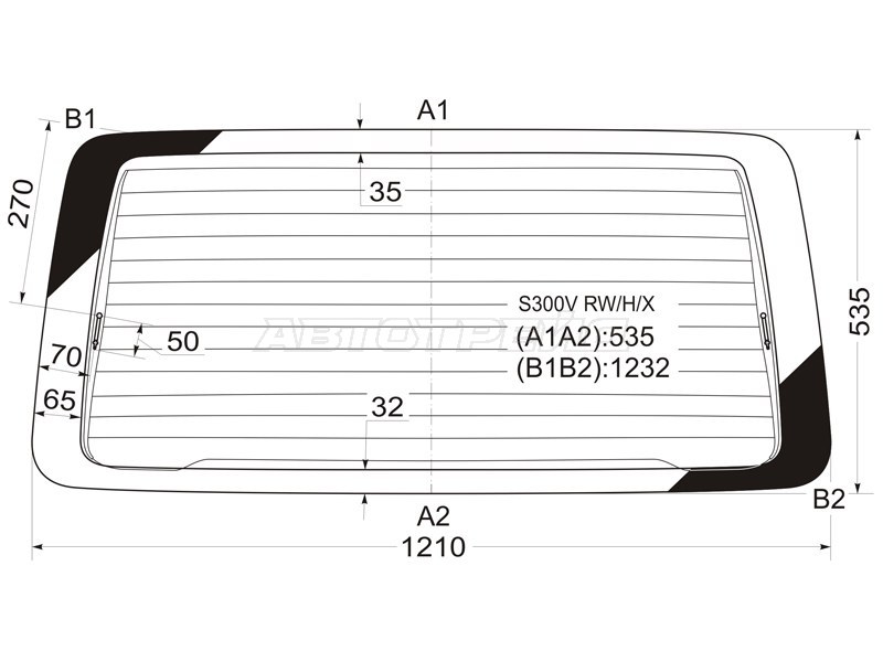 Стекло заднее (Цвет зеленый / Обогрев) Daihatsu Atrai 05-  / Hijet 04-21 (XYG: S300V RW/H/X)