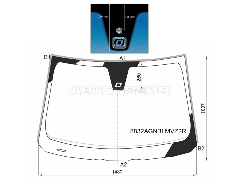 Стекло лобовое (Датчик дождя / Молдинг) Volvo C30 06-13  / S40 04-12  / V50 03-12 (FUYAO: 8832AGNBLMVZ2R)