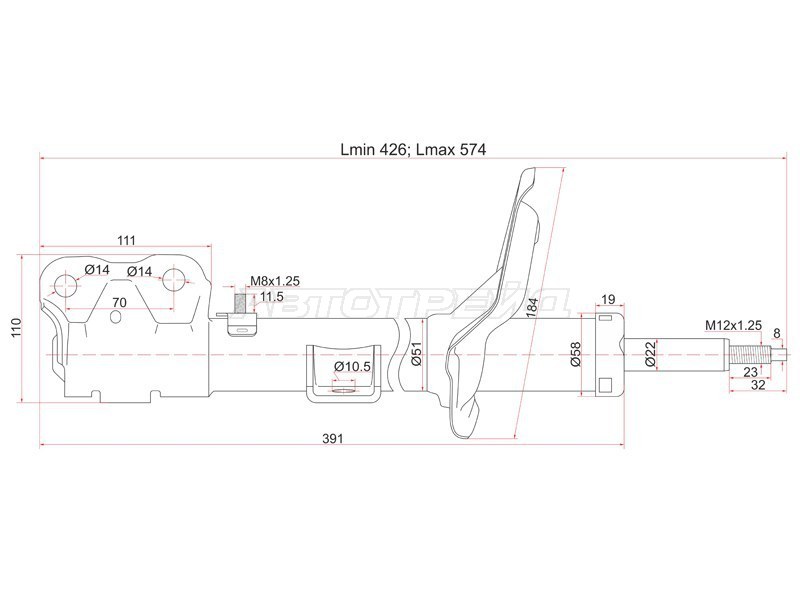 Стойка передняя MITSUBISHI OUTLANDER XL /CITROEN C-CROSSER /PEUGEOT 4007 07- LH (SAT: ST-4060A173)
