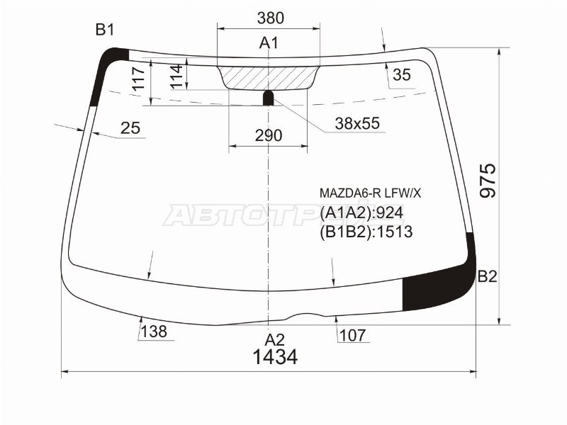 Стекло лобовое Mazda Atenza 02-07 (XYG: MAZDA6-R LFW/X)