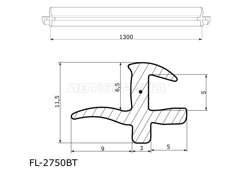 Молдинг лобового стекла (Сверху) Mitsubishi Outlander 05-12  / Citroen C-Crosser 07-12  / Peugeot 4007 07-14 (FLEXLINE: FL-2750BT)