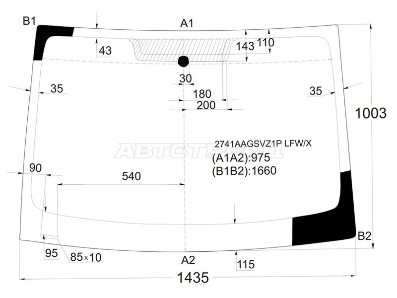 Стекло лобовое Citroen Berlingo 08-22  / Peugeot Partner 08-22  / Partner Tepee 08-18 (XYG: 2741AGSVZ1P LFW/X)