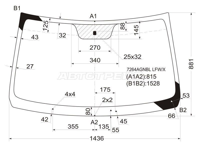 Стекло лобовое Renault Logan 04-16  / Dacia Logan 04-08  / Logan Mcv 08-12  / LADA Largus 12-  / Largus Cross 14-22 (XYG: 7264AGNBL LFW/X)