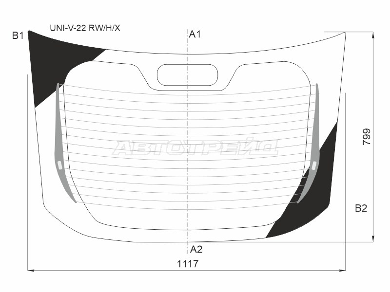 Стекло заднее (Цвет зеленый / Обогрев / 4D SED) Changan UNI-V 22- (XYG: UNI-V-22 RW/H/X)