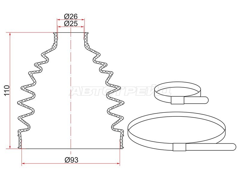 Пыльник шруса наружный  FR NISSAN ALMERA N16  (2 хомута. резина) (SAT: C-1655)
