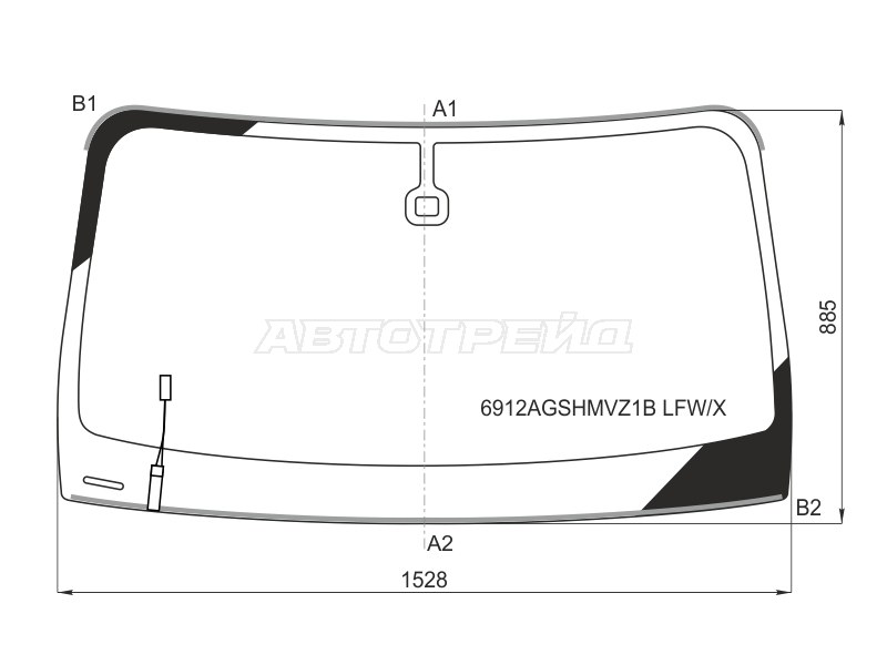 Стекло лобовое (Обогрев щеток / Датчик дождя / Молдинг / С аксессуарами) Bentley Continental GT 12-18 (XYG: 6912AGSHMVZ1B LFW/X)