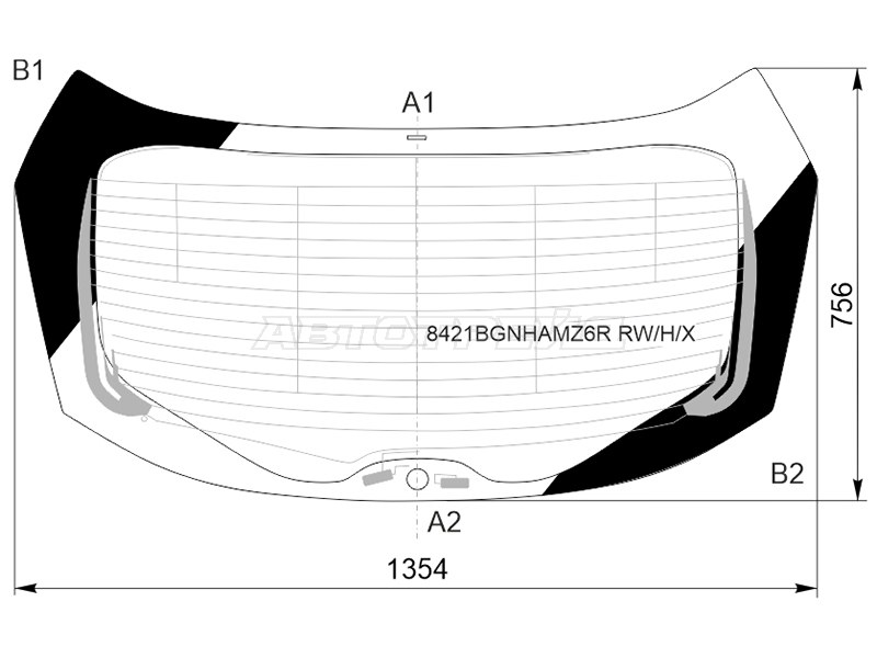 Стекло заднее (Цвет зеленый / Обогрев / Антенна / Молдинг) Toyota C-HR 19- (XYG: 8421BGNHAMZ6R RW/H/X)