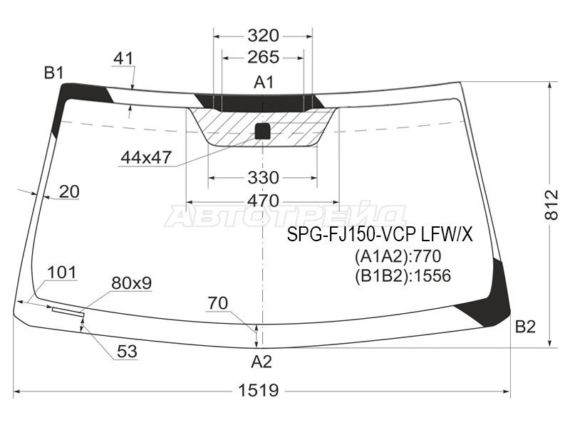 Стекло лобовое Toyota Land Cruiser Prado (J150) 09-17  / Lexus GX 09-19 (SAT: SPG-FJ150-VCP LFW/X)