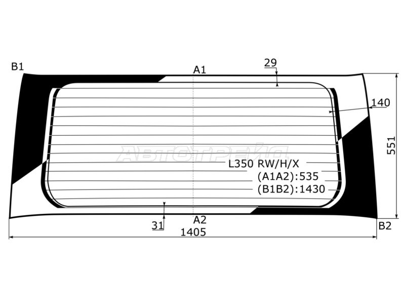 Стекло заднее (Цвет зеленый / Обогрев) Daihatsu Tanto 03-07 (XYG: L350 RW/H/X)