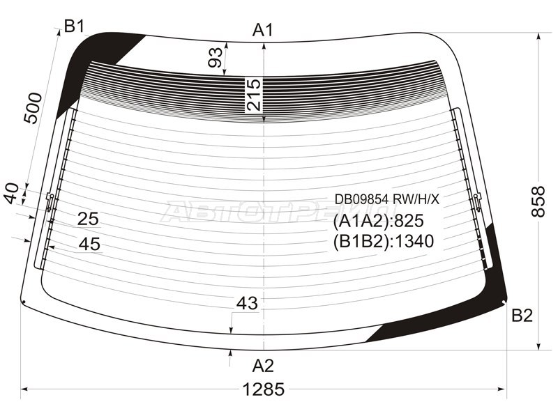 Стекло заднее (Цвет зеленый / Обогрев) Chrysler Sebring 00-06  / Dodge Stratus 00-06  / ГАЗ Волга Сайбер 08-10 (XYG: DB09854 RW/H/X)