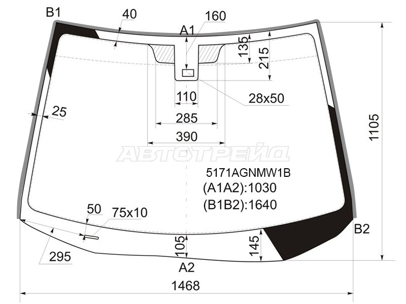 Стекло лобовое (Датчик дождя / Молдинг) Mazda CX-7 06-12 (FUYAO: 5171AGNMW1B)