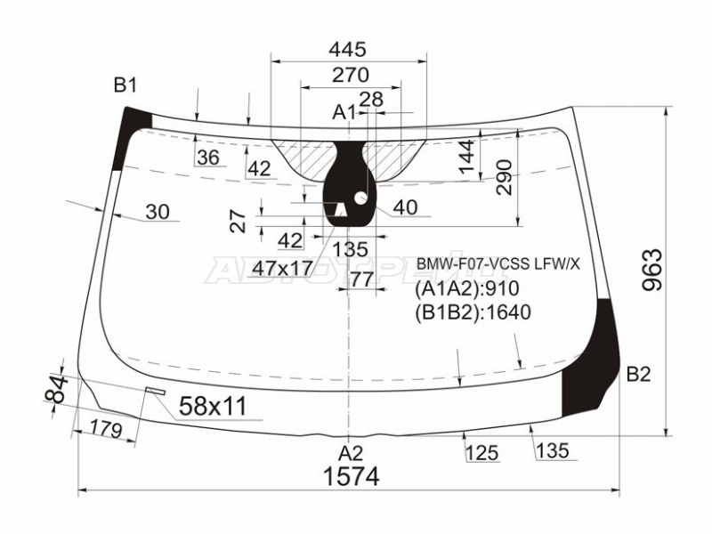 Стекло лобовое (Камера / Датчик дождя) BMW 5-Series Gran Turismo 09-13 (XYG: BMW-F07-VCSS LFW/X)