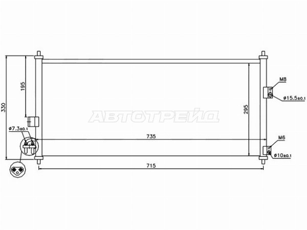 Радиатор кондиционера Nissan Almera 00-06  / Primera 01-08  / Bluebird Sylphy 00-05 (SAT: ST-DT39-394-A0)