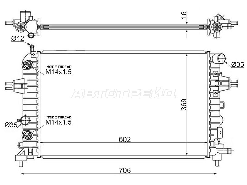Радиатор Opel Astra 04-13  / Zafira 05-14  / Astra Family 11-14  / Astra GTC 04-15 (SAT: OP0006-04)