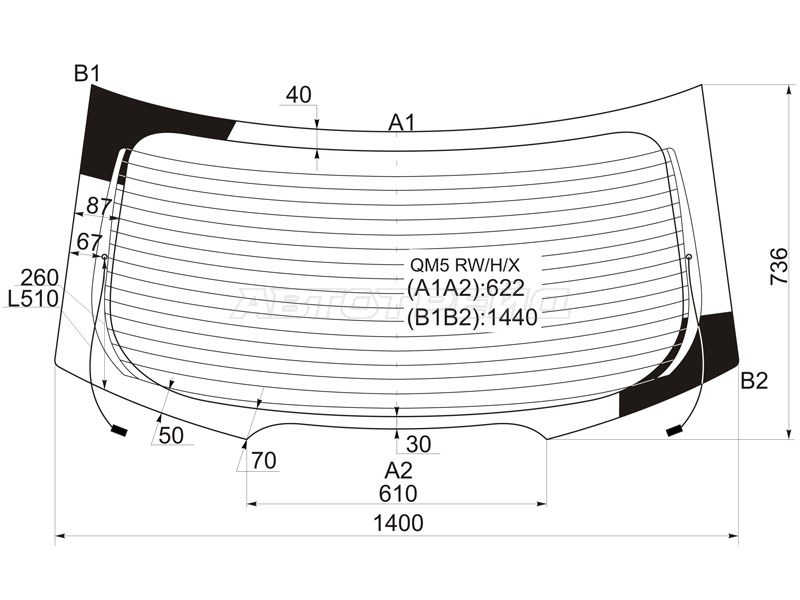 Стекло заднее (Цвет зеленый / Обогрев) Renault Koleos 08-16 (XYG: QM5 RW/H/X)