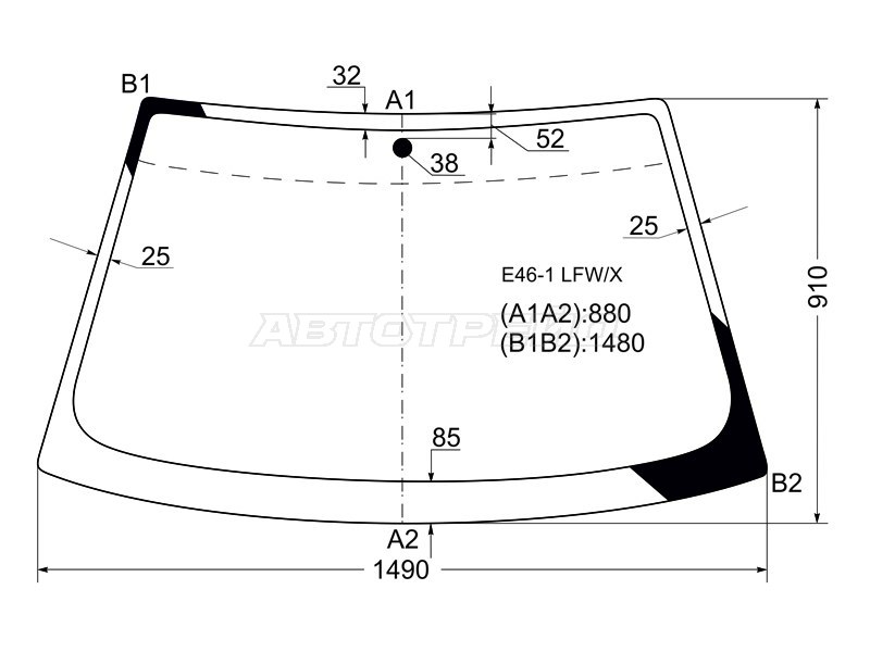 Стекло лобовое BMW 3-Series 98-06 (XYG: E46-1 LFW/X)
