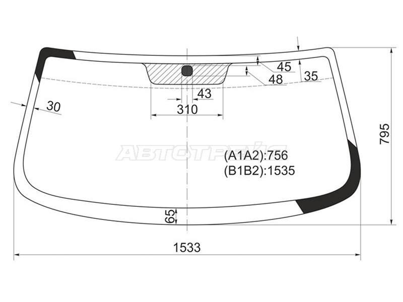 Стекло лобовое Chevrolet Niva 98- (BOR: 4544AGSBL1P)