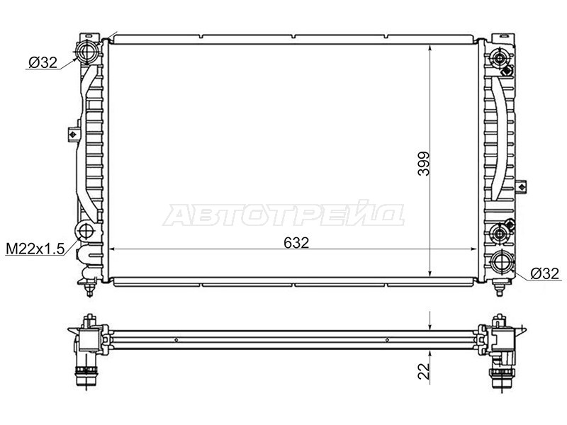 Радиатор Audi A4 94-99  / A6 97-05  / Volkswagen Passat 96-05  / Skoda Superb 02-08 (SAT: VW0003-1)
