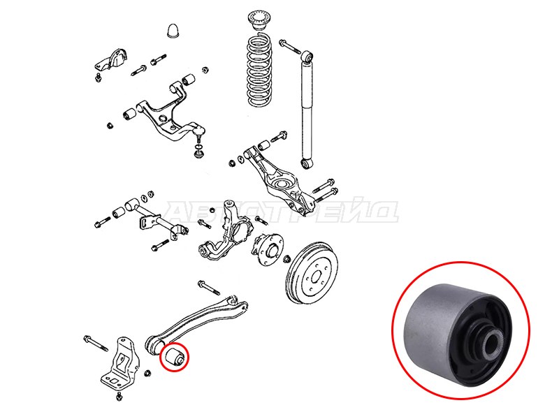 Сайлентблок задней продольной тяги HYUNDAI SONATA (EF) 01-13 /KIA OPTIMA /MAGENTIS 01-05 (SAT: ST-55543-35010)