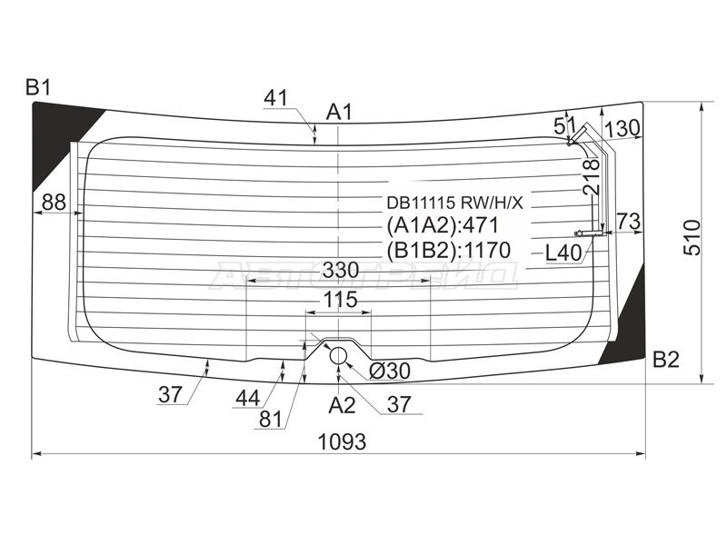Стекло заднее (Цвет зеленый / Обогрев) Dodge Caliber 06-12 (XYG: DB11115 RW/H/X)