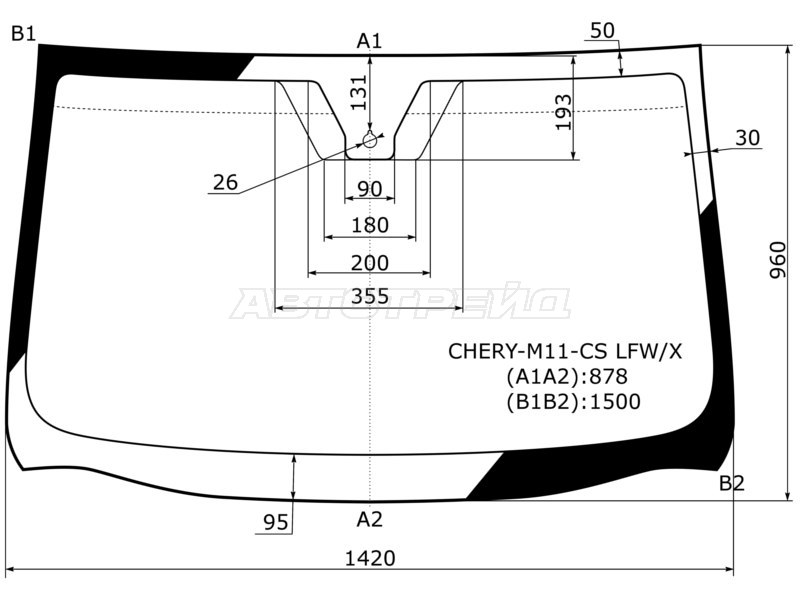 Стекло лобовое (Датчик дождя) Chery M11 10-16 (XYG: CHERY-M11-CS LFW/X)