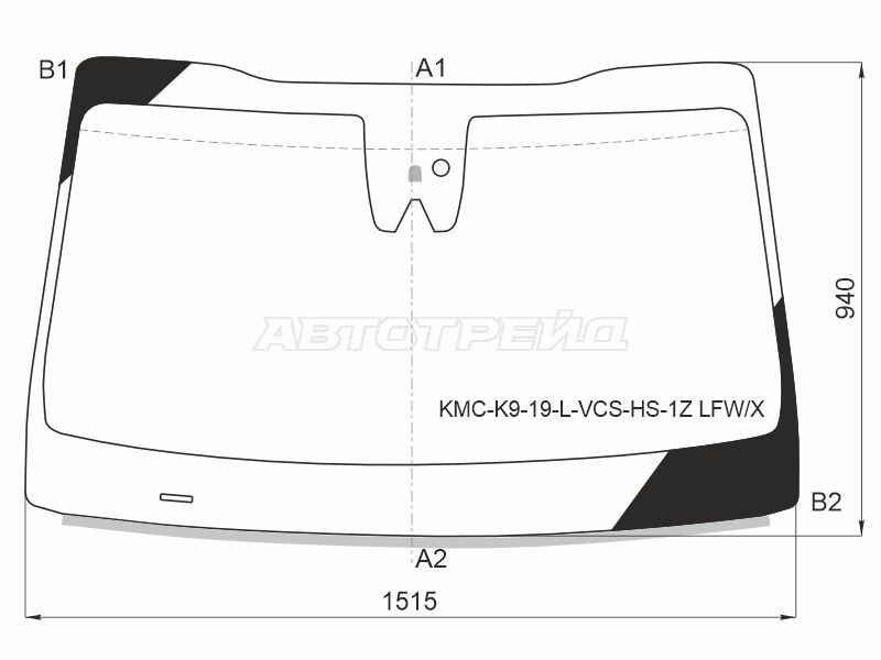 Стекло лобовое (Камера / Датчик дождя / Место под датчик запотевания) Kia K900 18- (XYG: KMC-K9-19-L-VCS-HS-1Z LFW/X)
