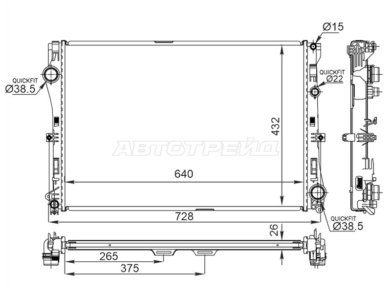 Радиатор Mercedes-Benz C-Class 13-21  / CLS-Class 17-21  / GLC 14-  / GLC Coupe 16-23 (SAT: ST-10-0062)