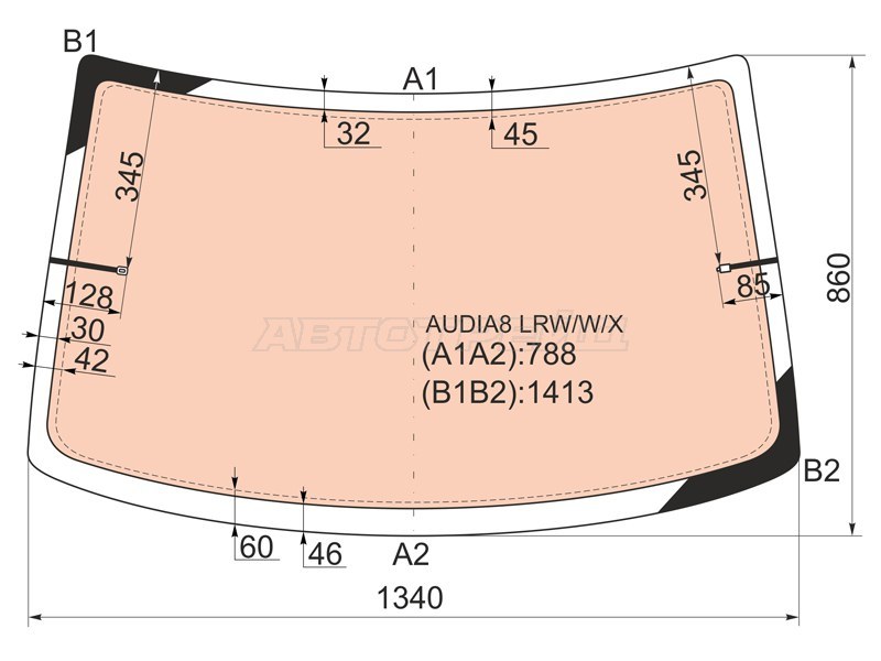 Стекло заднее (Цвет зеленый / Триплекс / Обогрев) Audi A8 94-02 (XYG: AUDIA8 LRW/W/X)