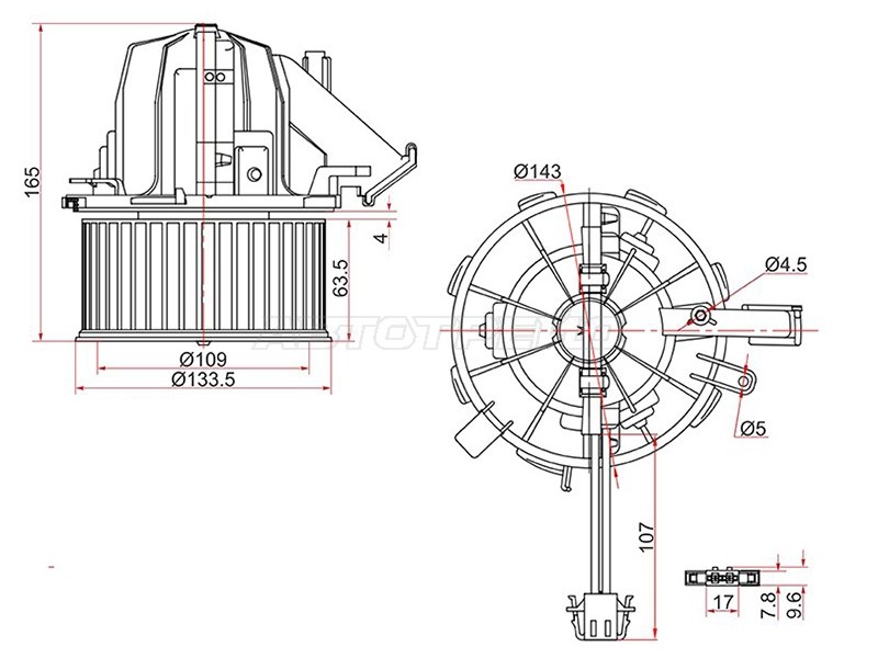 Мотор отопителя салона Audi A4 08-15  / A5 07-16  / Q5 08-17  / A4 allroad quattro 09-16 (SAT: ST-8K1820021C)