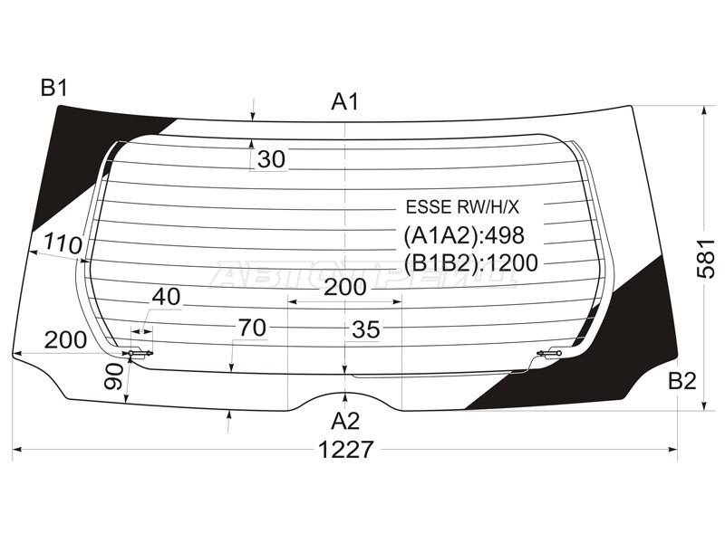 Стекло заднее (Цвет зеленый / Обогрев) Daihatsu Esse 05-11 (XYG: ESSE RW/H/X)