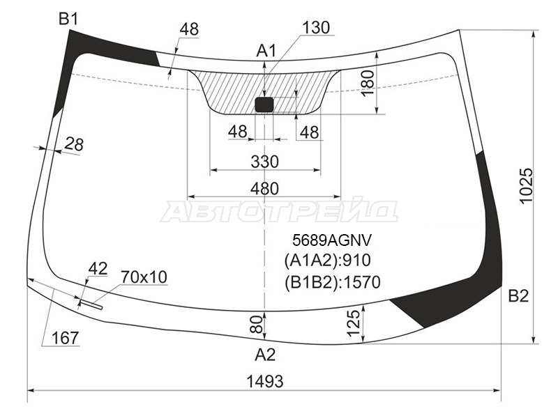 Стекло лобовое Mitsubishi ASX 10-  / Citroen C4 Aircross 12-16  / Peugeot 4008 12-15 (FUYAO: 5689AGNV)