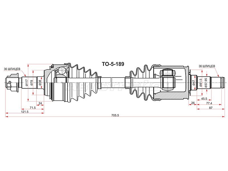 Привод в сборе FR TOYOTA TUNDRA /SEQUOIA 06- (SAT: TO-5-189)