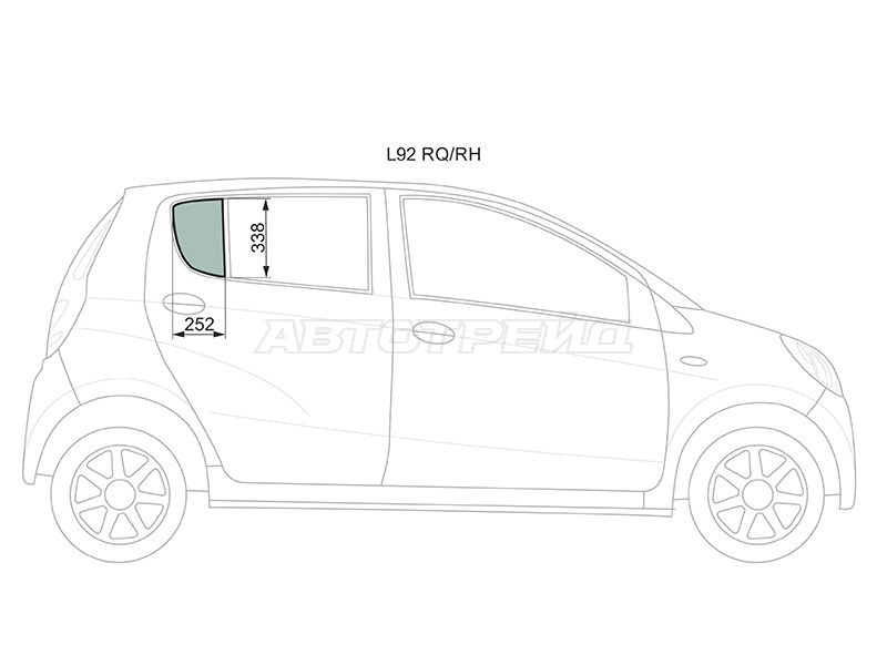 Стекло форточки (Цвет зеленый) Daihatsu Mira 06-18 (XYG: L92 RQ/RH)